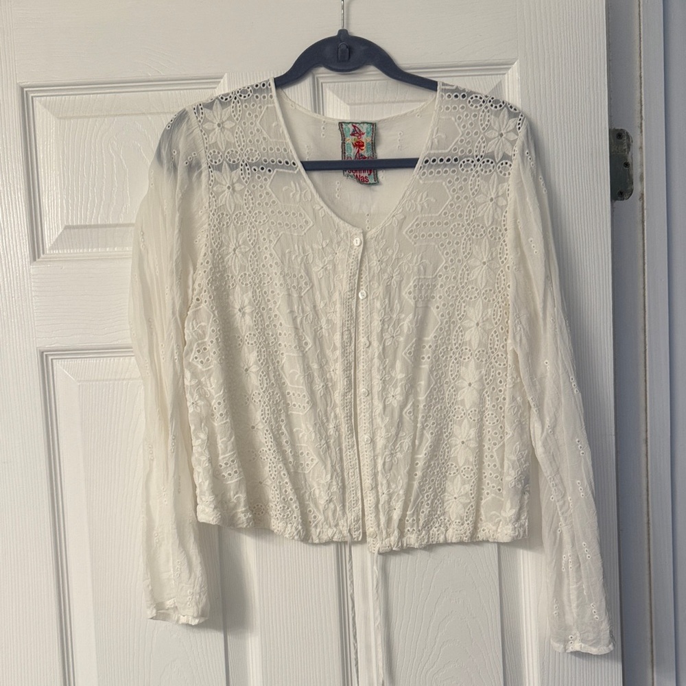 Johnny Was White Lace Blouse